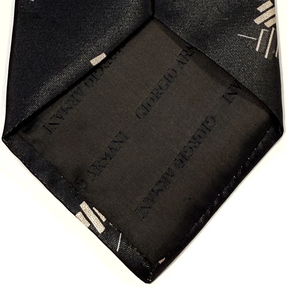 Armani Collezioni Mens‎ Silk Blend Geometric Tie Black Made in Italy 3.75 Inch